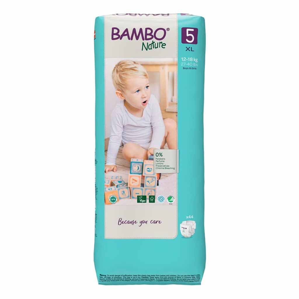 Bambo Nature Size 5, 12-18Kg Eco-Friendly Baby Diapers, Pack of 44's
