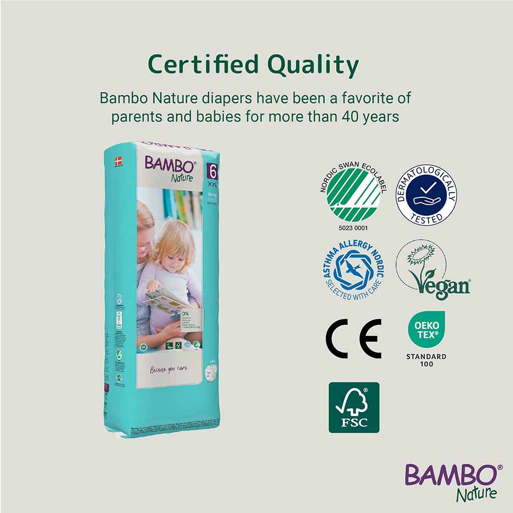 Bambo Nature Size 6, 16+Kg Eco-Friendly Baby Diapers, Pack of 40's