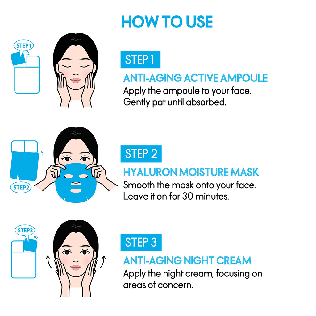 Elle Anti Aging Kit Hyaluron Moisture Face Sheet Mask 22ml, Pack of 4’s