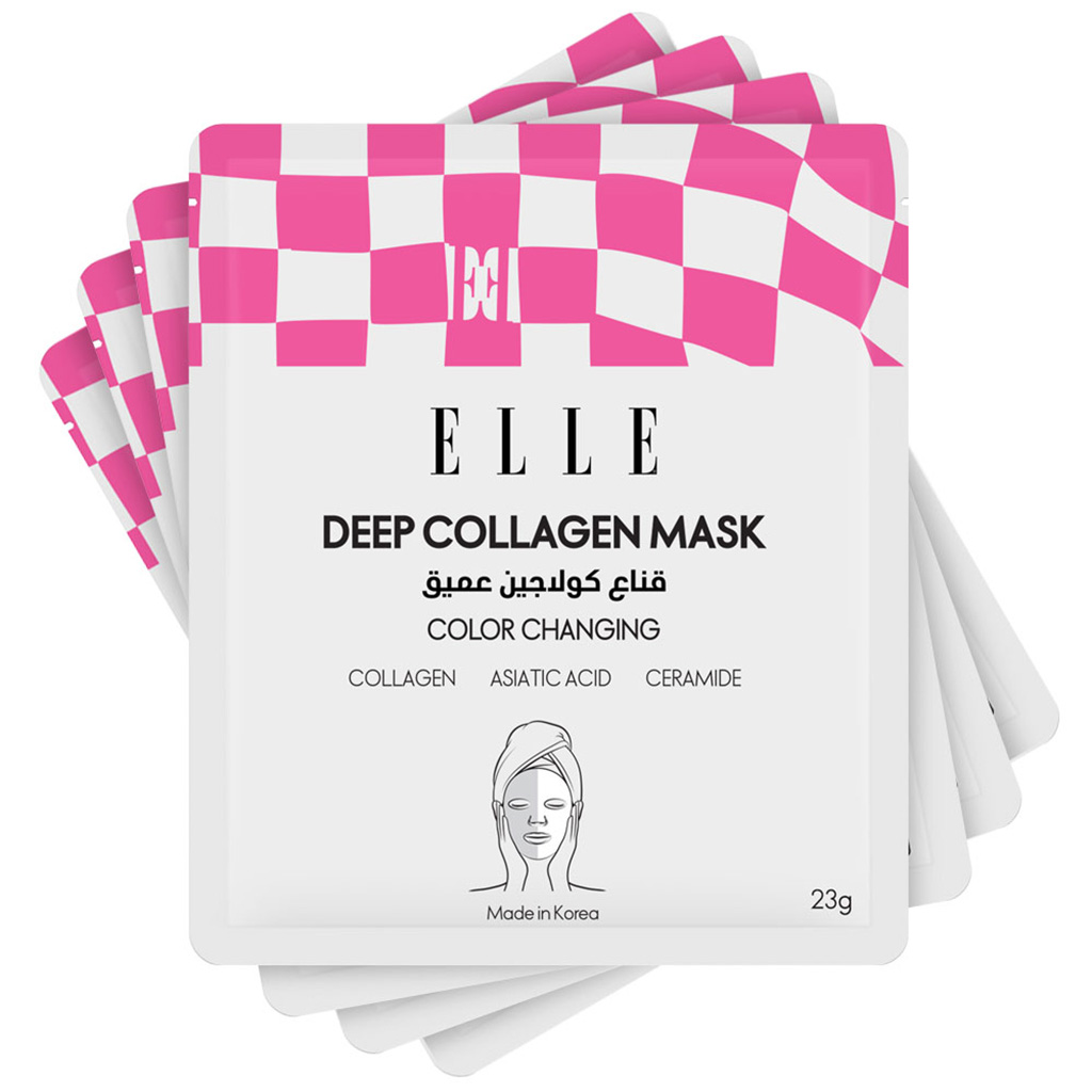Elle Deep Collagen Color Changing Face Sheet Mask 23g, Pack of 4’s