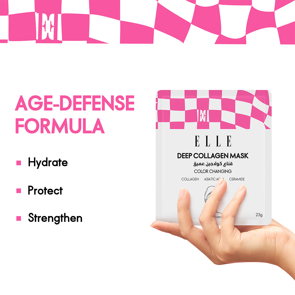 Elle Deep Collagen Color Changing Face Sheet Mask 23g, Pack of 4’s