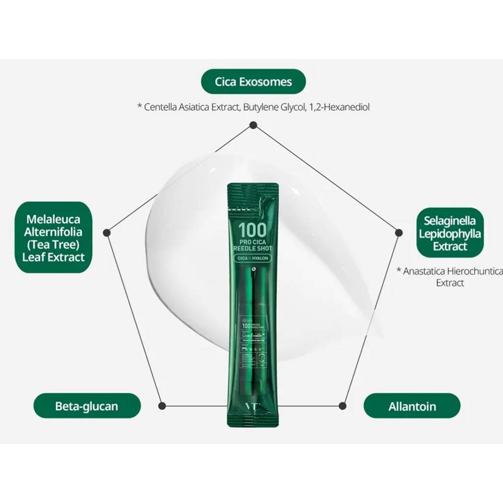 VT Cosmetics Pro Cica 100 Reedle Shot Face Serum 2ml, Pack of 10’s
