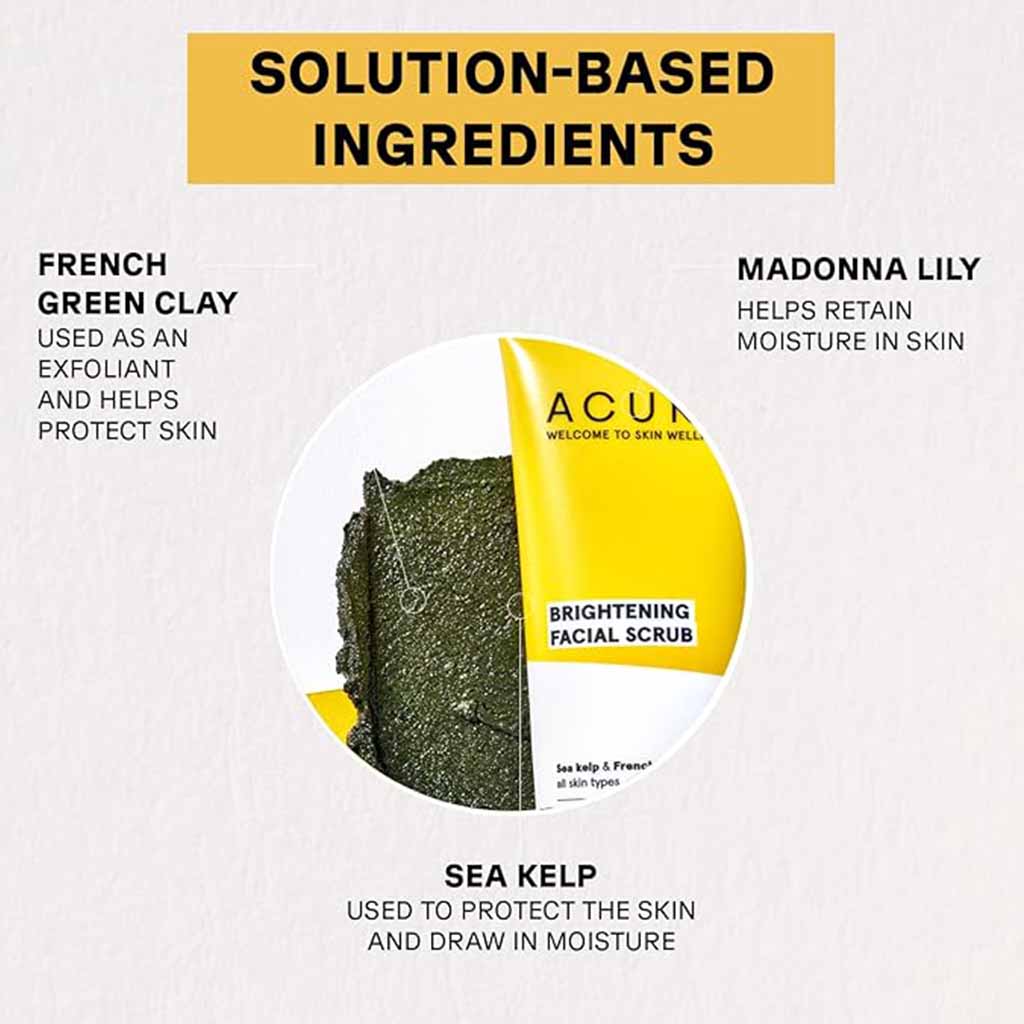 Acure Brightening Facial Scrub With Sea Kelp & French Green Clay 118ml