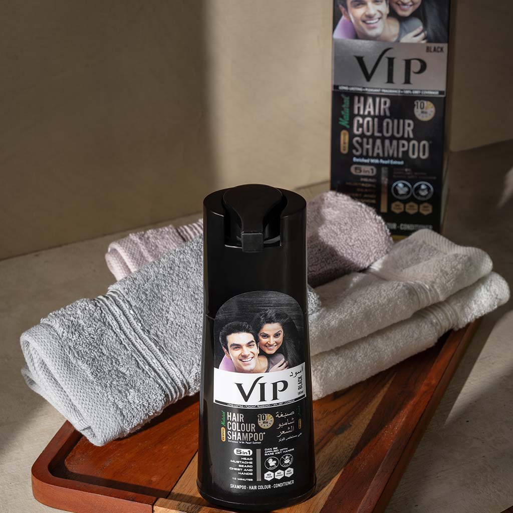 VIP Natural Hair Colour Shampoo 180ml, Color - Black