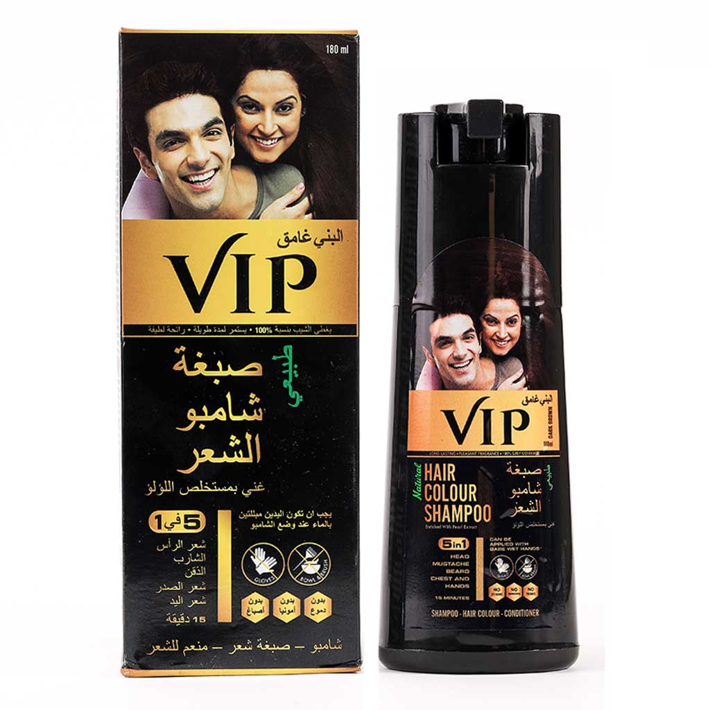 VIP Natural Hair Colour Shampoo 180ml, Color - Dark Brown 