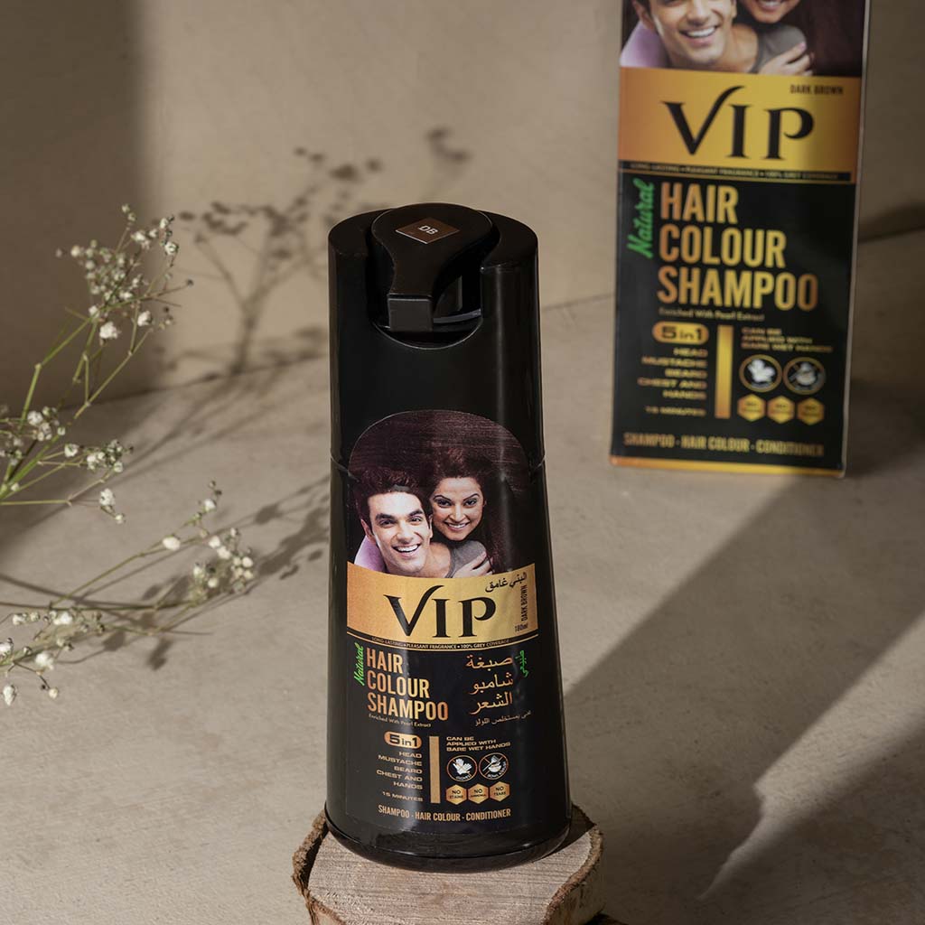 VIP Natural Hair Colour Shampoo 180ml, Color - Dark Brown 