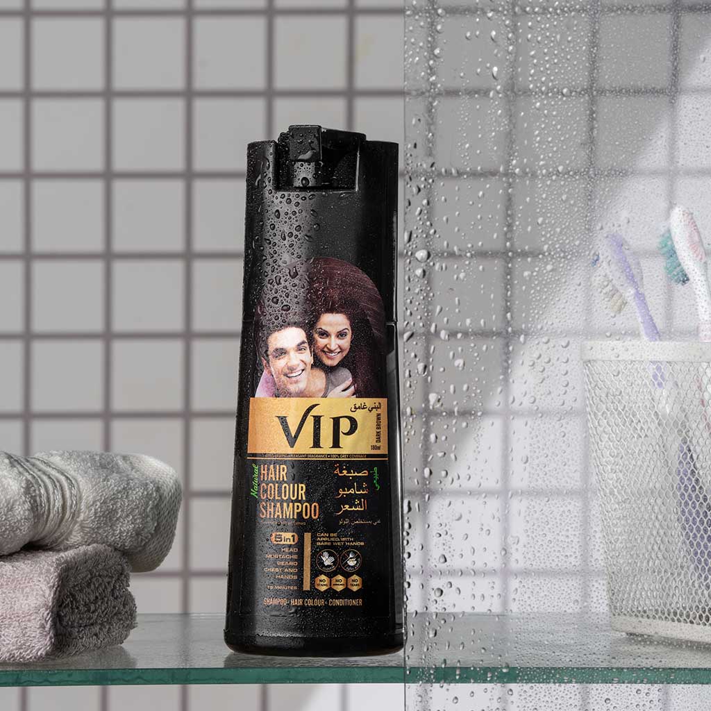 VIP Natural Hair Colour Shampoo 180ml, Color - Dark Brown 