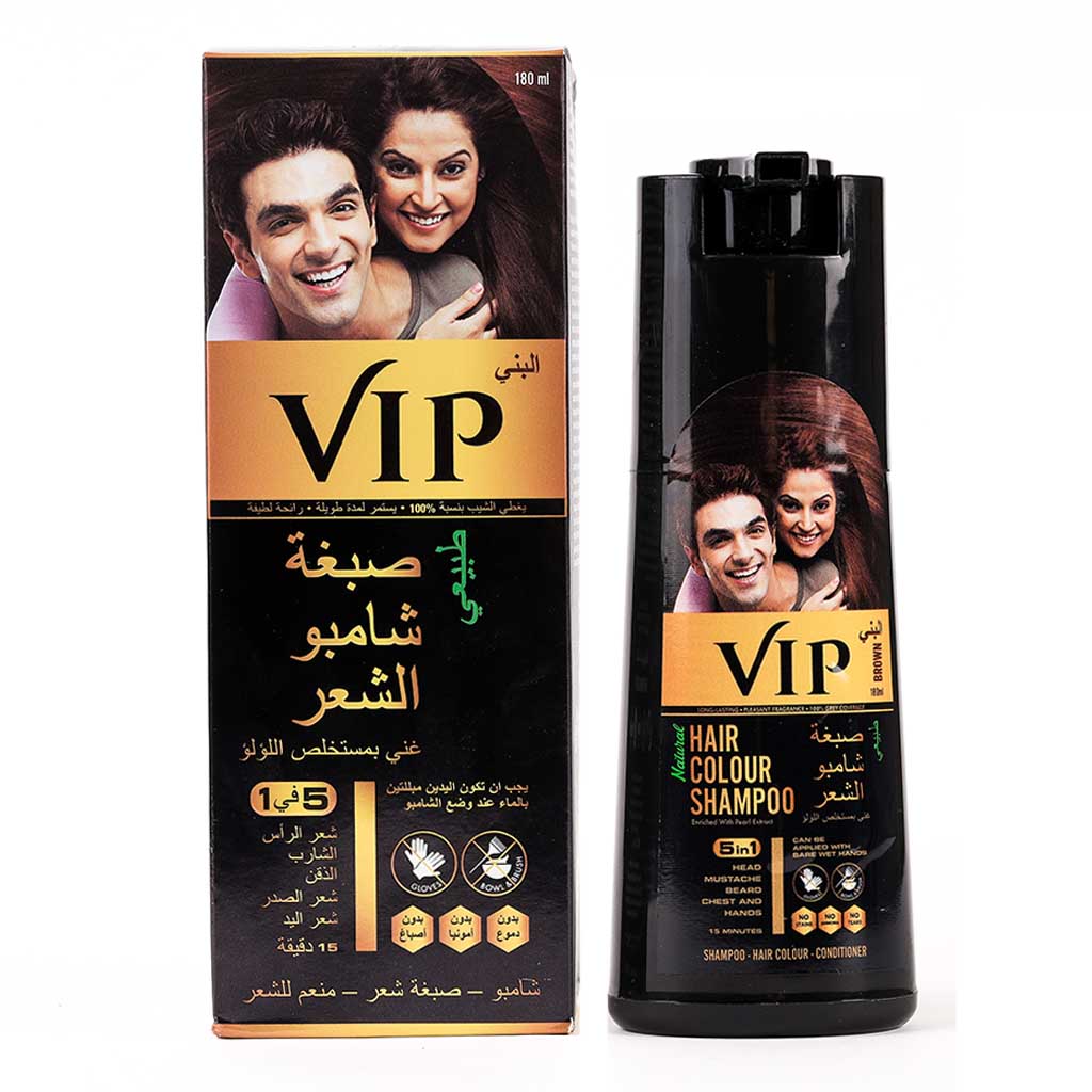 VIP Natural Hair Colour Shampoo 180ml, Color - Brown 