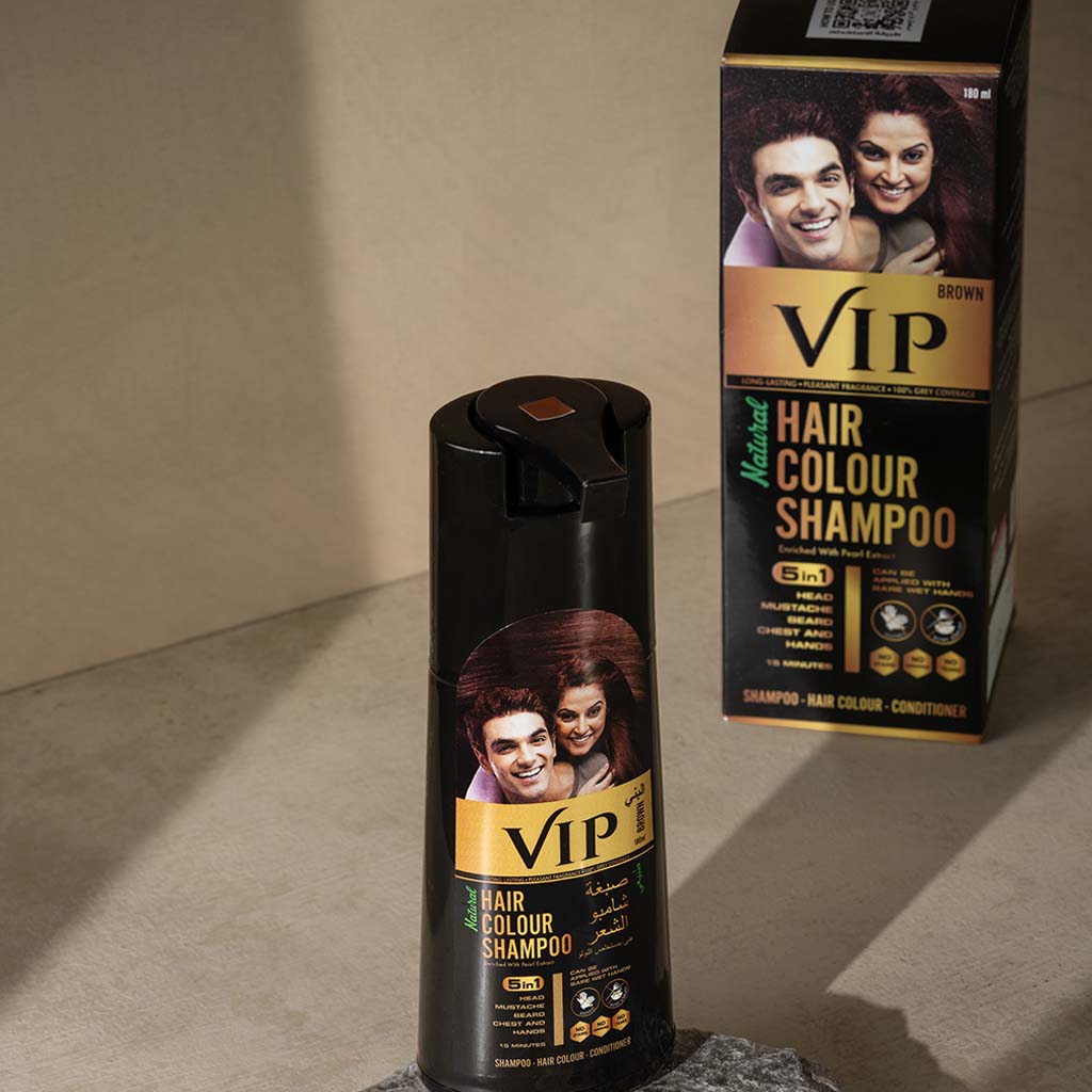 VIP Natural Hair Colour Shampoo 180ml, Color - Brown 