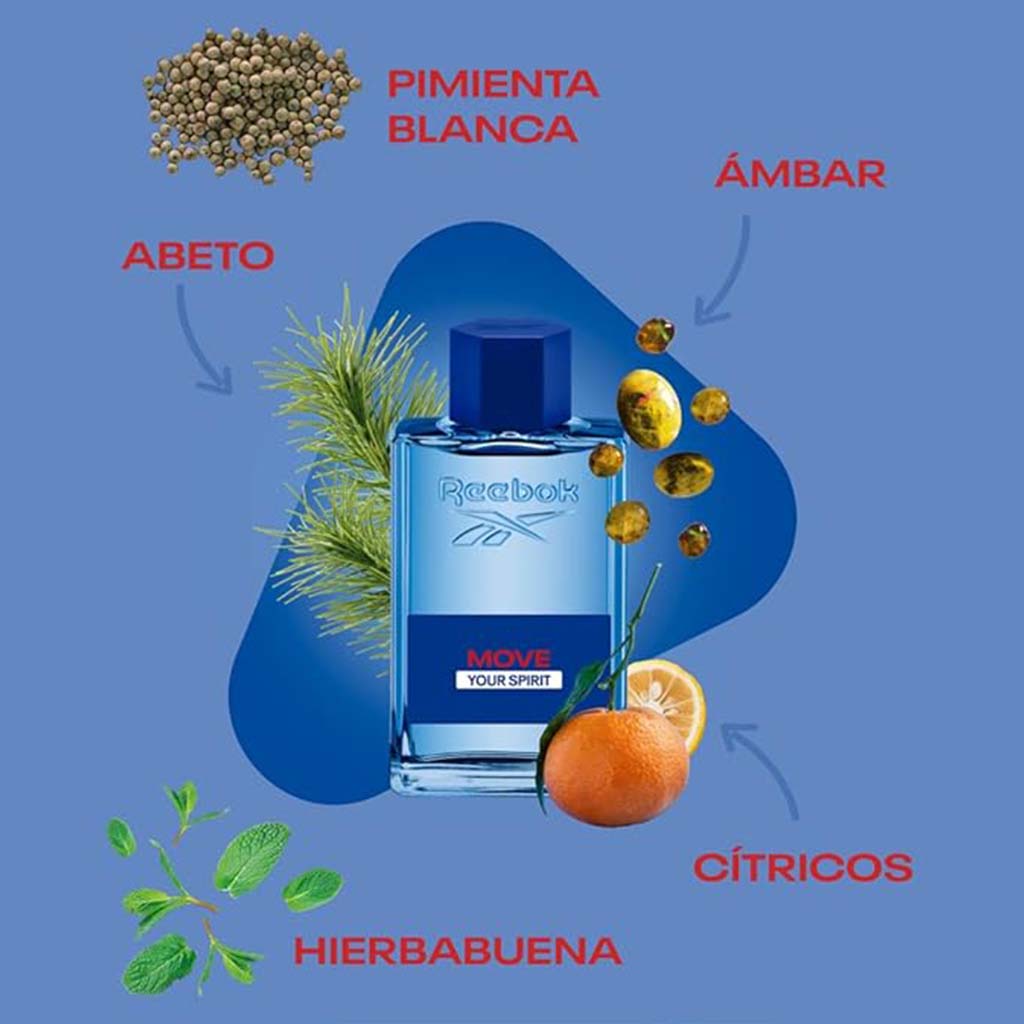 Reebok Move Your Spirit Eau De Toilette For Men - Fresh & Floral Fragrance 100ml