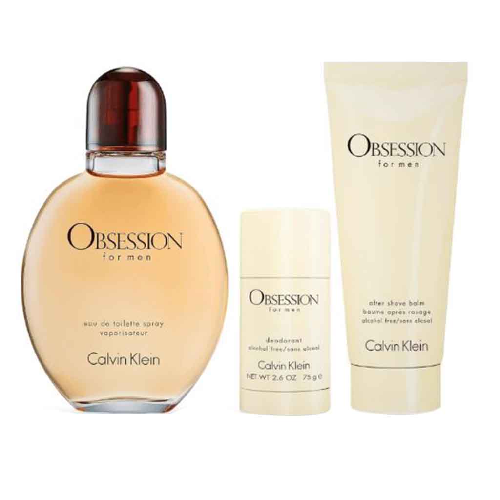 Calvin Klein Obsession Gift Set For Men - Pack of Calvin Klein Obsession EDT 125ml + Deodorant Stick 75g + After Shave Balm 100ml