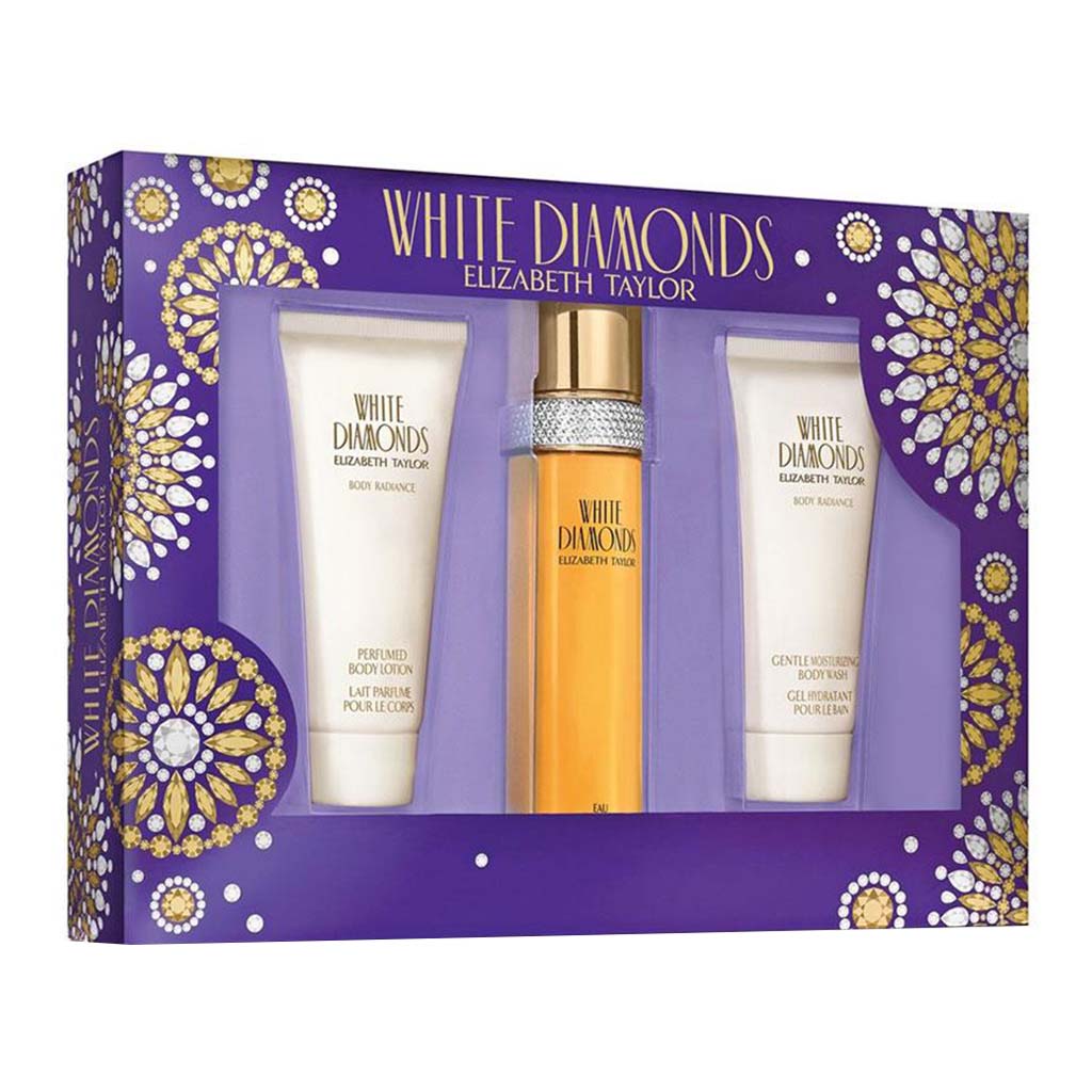 Elizabeth Taylor White Diamonds Gift Set For Women - Pack of White Diamonds EDP 100ml + Body Wash 100ml + Perfumed Body Lotion 100ml