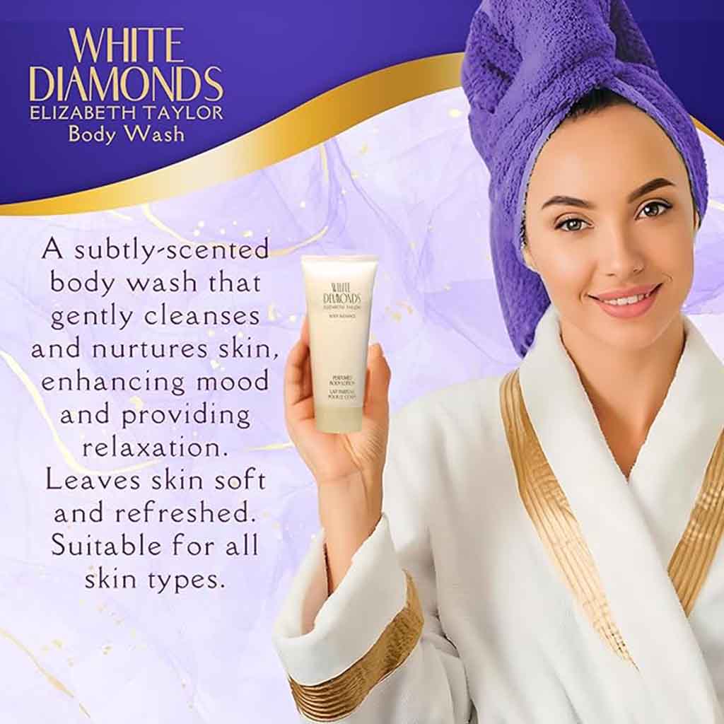 Elizabeth Taylor White Diamonds Gift Set For Women - Pack of White Diamonds EDP 100ml + Body Wash 100ml + Perfumed Body Lotion 100ml