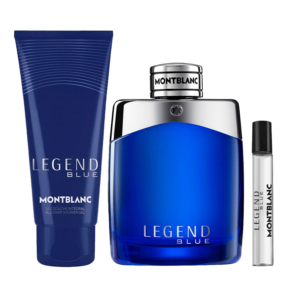 Mont Blanc Legend Blue Gift Set For Men - Pack Mont Blanc Legend Blue EDP 100ml + EDP Mini Spray 7.5ml + Shower Gel 100ml