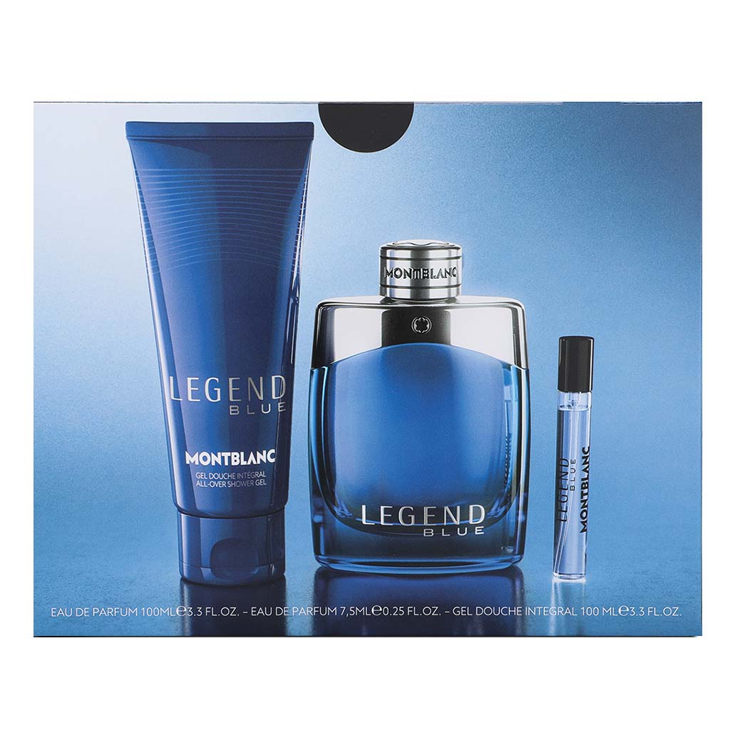 Mont Blanc Legend Blue Gift Set For Men - Pack Mont Blanc Legend Blue EDP 100ml + EDP Mini Spray 7.5ml + Shower Gel 100ml