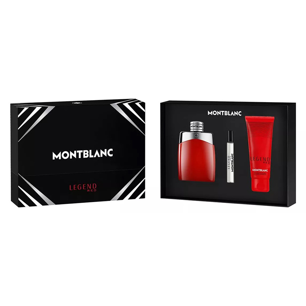 Mont Blanc Legend Red Gift Set For Men In Black- Pack of Mont Blanc Legend Red EDP 100ml + EDP Mini Spray 7.5ml + Shower Gel 100ml