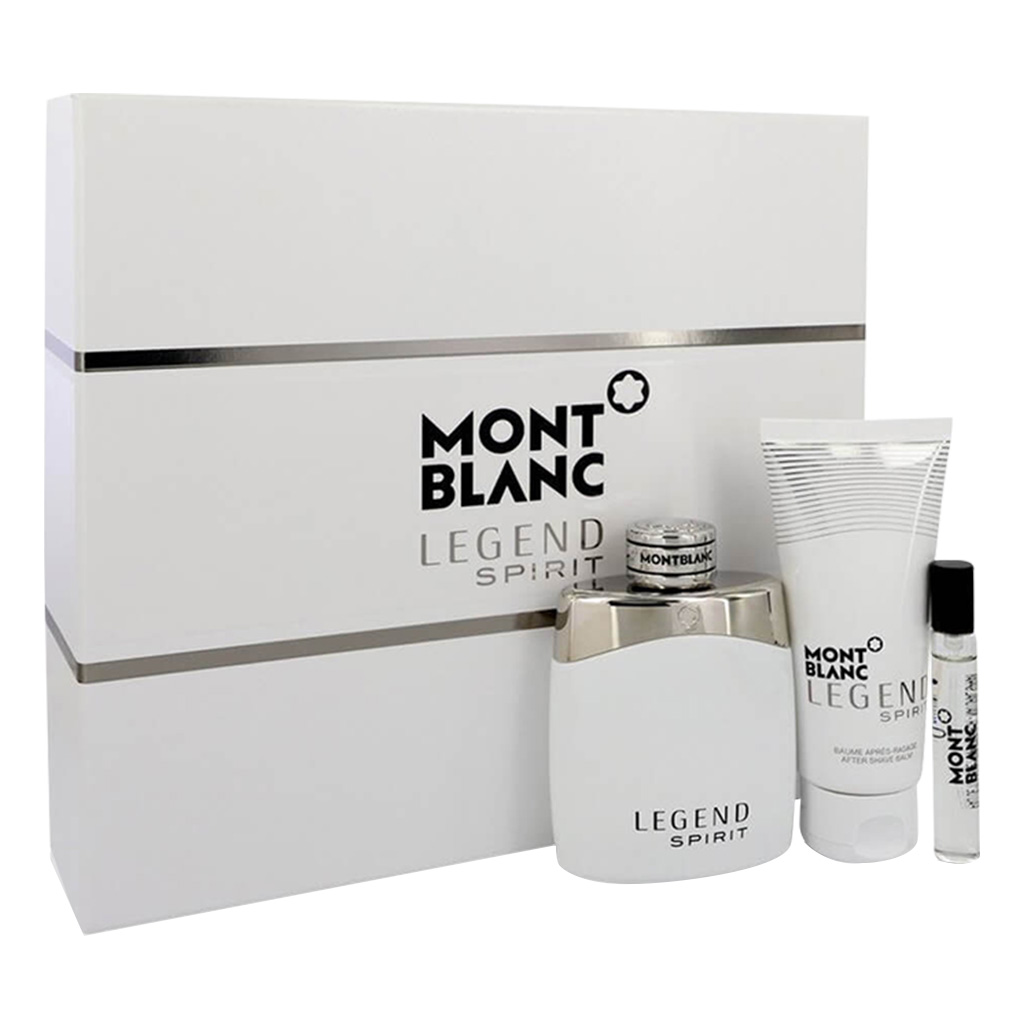 Mont Blanc Legend Spirit Gift Set For Men - Pack of Mont Blanc Legend Spirit EDT 100ml + EDT Mini Spray 7.5ml + Shower Gel 100ml