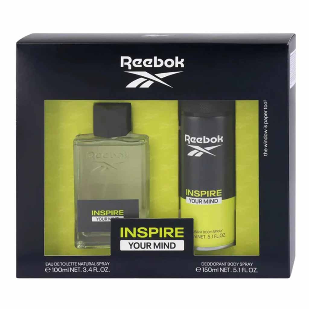 Reebok Inspire Your Mind Gift Set For Men - Pack of Reebok Inspire Your Mind EDT 100ml + Deodorant Body Spray 150ml