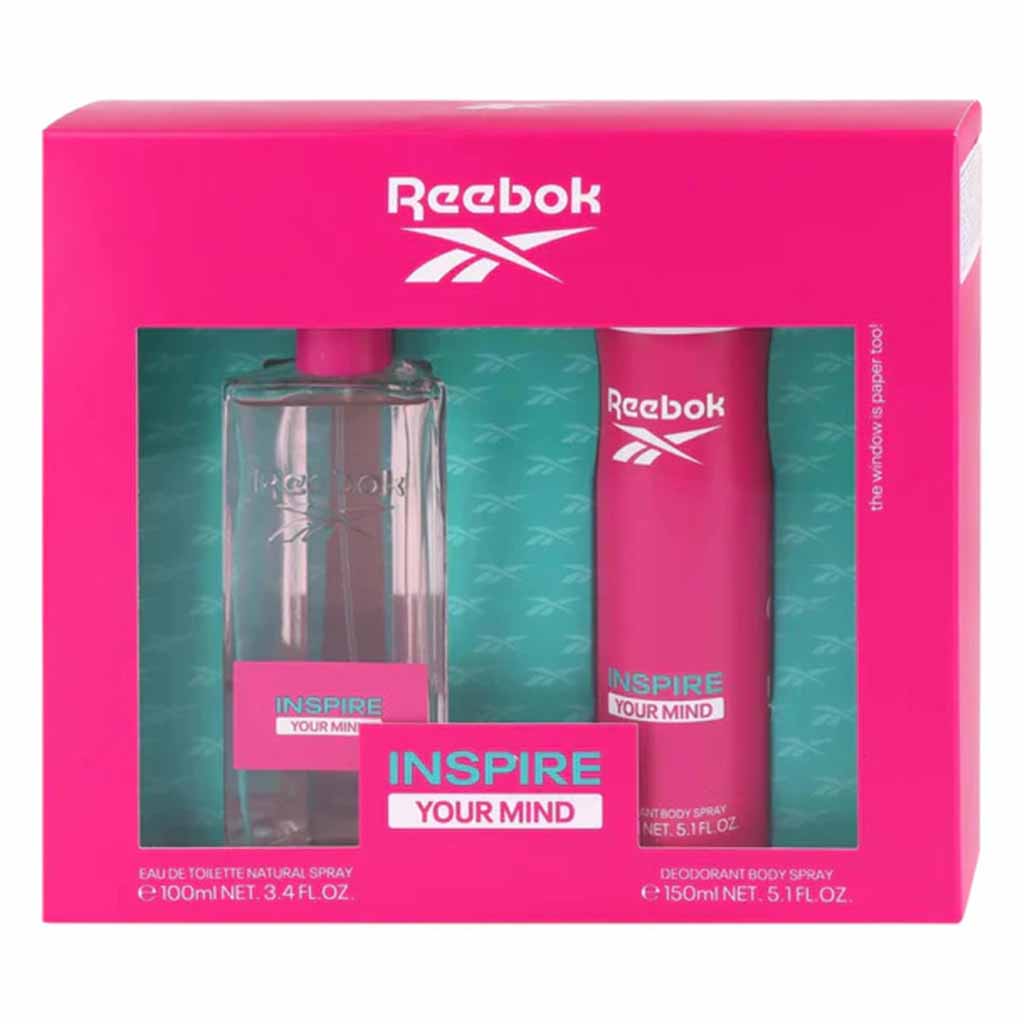 Reebok Inspire Your Mind Gift Set For Women - Pack of Reebok Inspire Your Mind EDT 100ml + Deodorant Body Spray 150ml