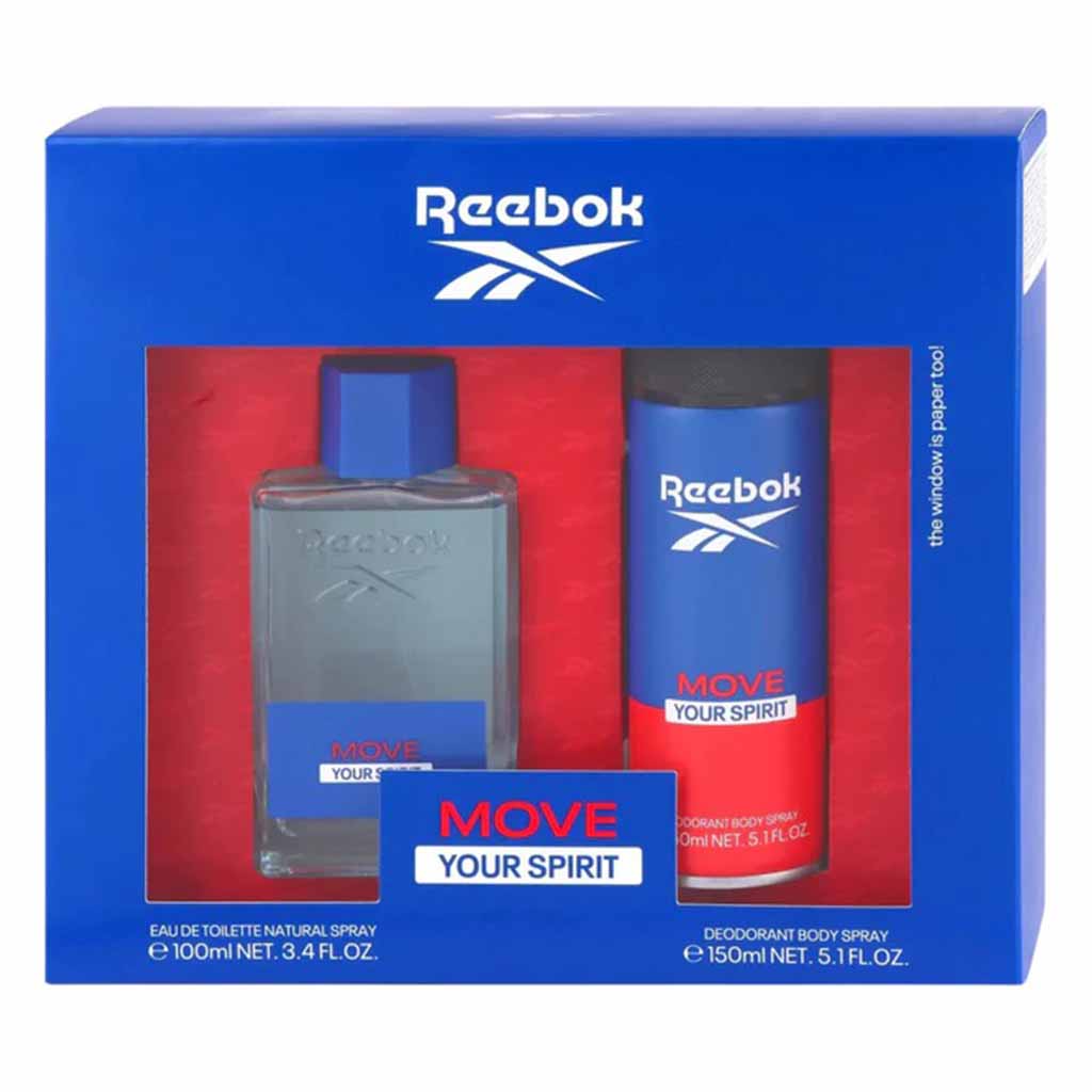 Reebok Move Your Spirit Gift Set For Men - Pack of Reebok Move Your Spirit EDT 100ml + Deodorant Body Spray 150ml