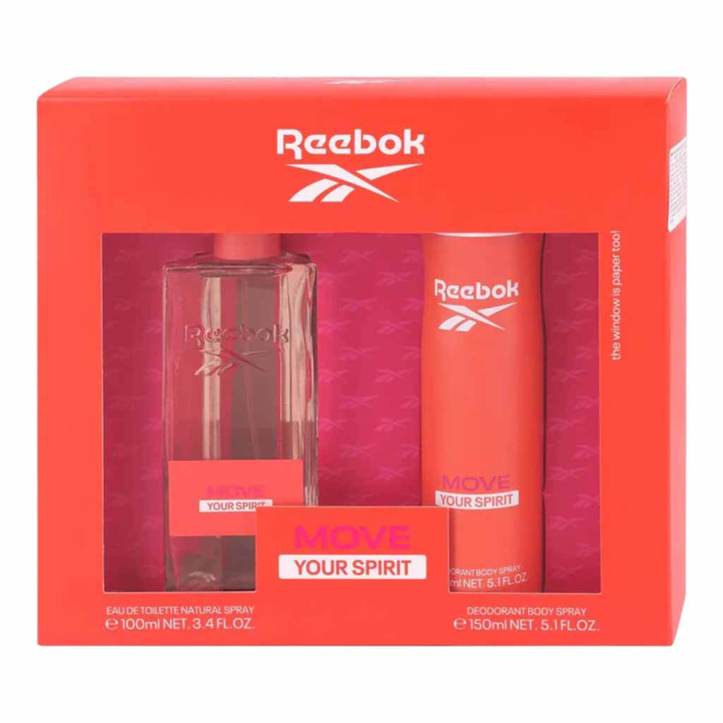 Reebok Move Your Spirit Gift Set For Women - Pack of Reebok Move Your Spirit EDT 100ml + Deodorant Body Spray 150ml