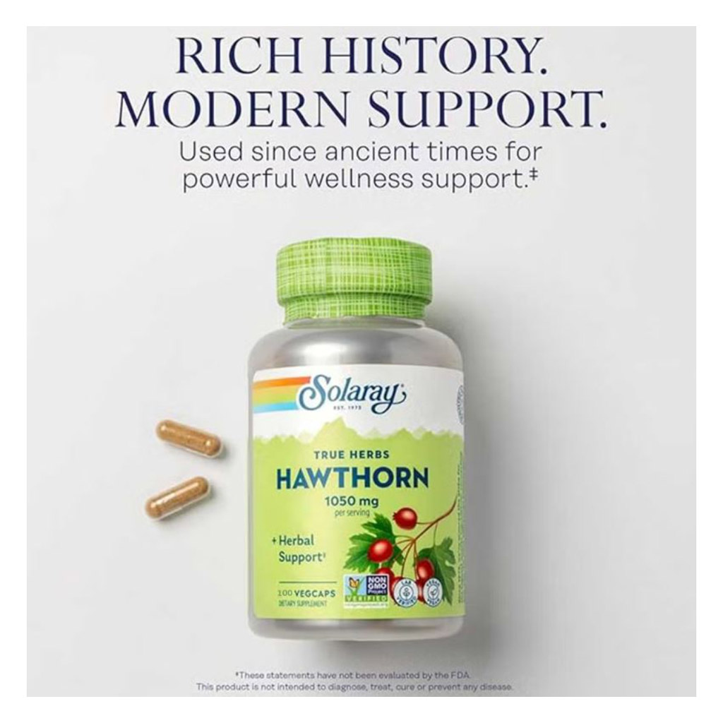 Solaray Hawthron Berry 1050mg Veg Capsules, Pack of 100's