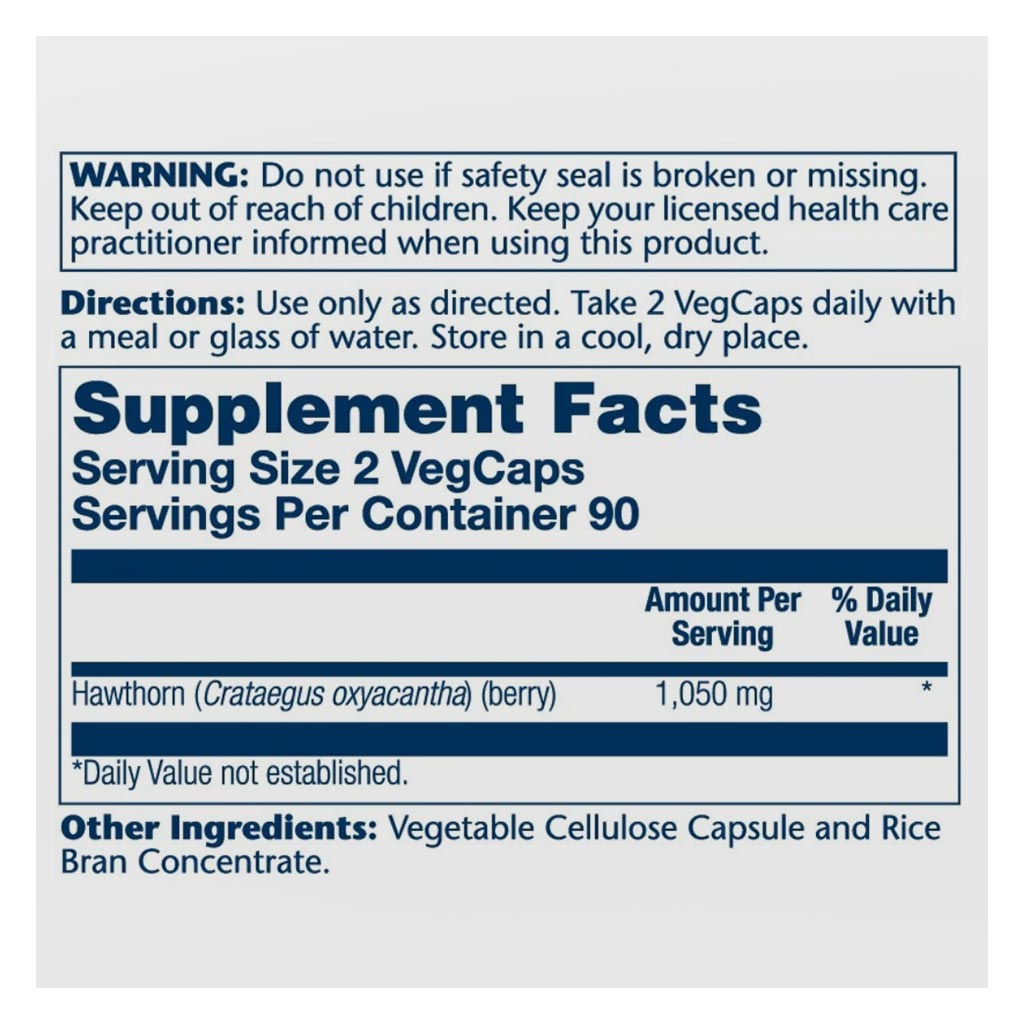 Solaray Hawthron Berry 1050mg Veg Capsules, Pack of 100's