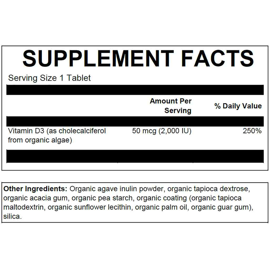 Plant Fusion Vegan Organic Vitamin D3 2000IU Tablets, Pack of 60’s 