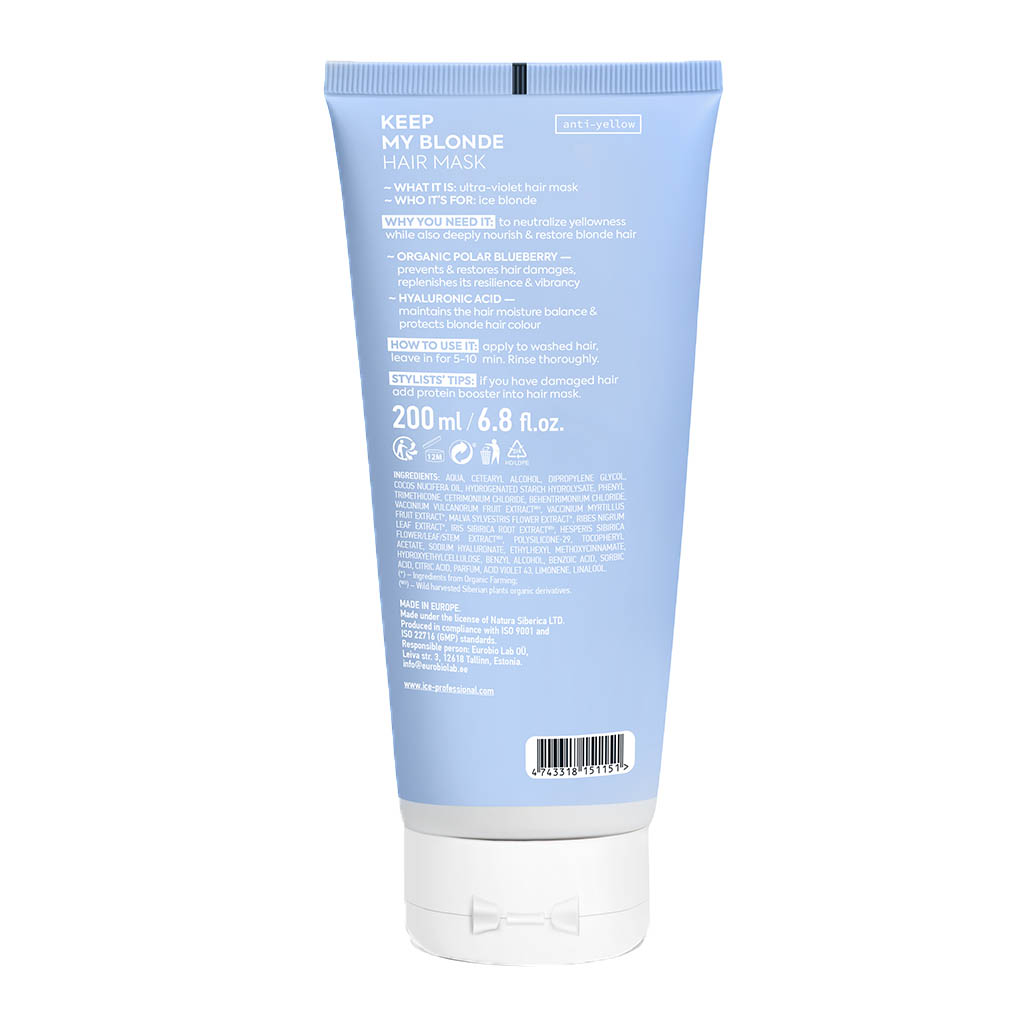 Ice Professional Keep My Blonde Hair Mask For Ice Blonde Hair 200ml