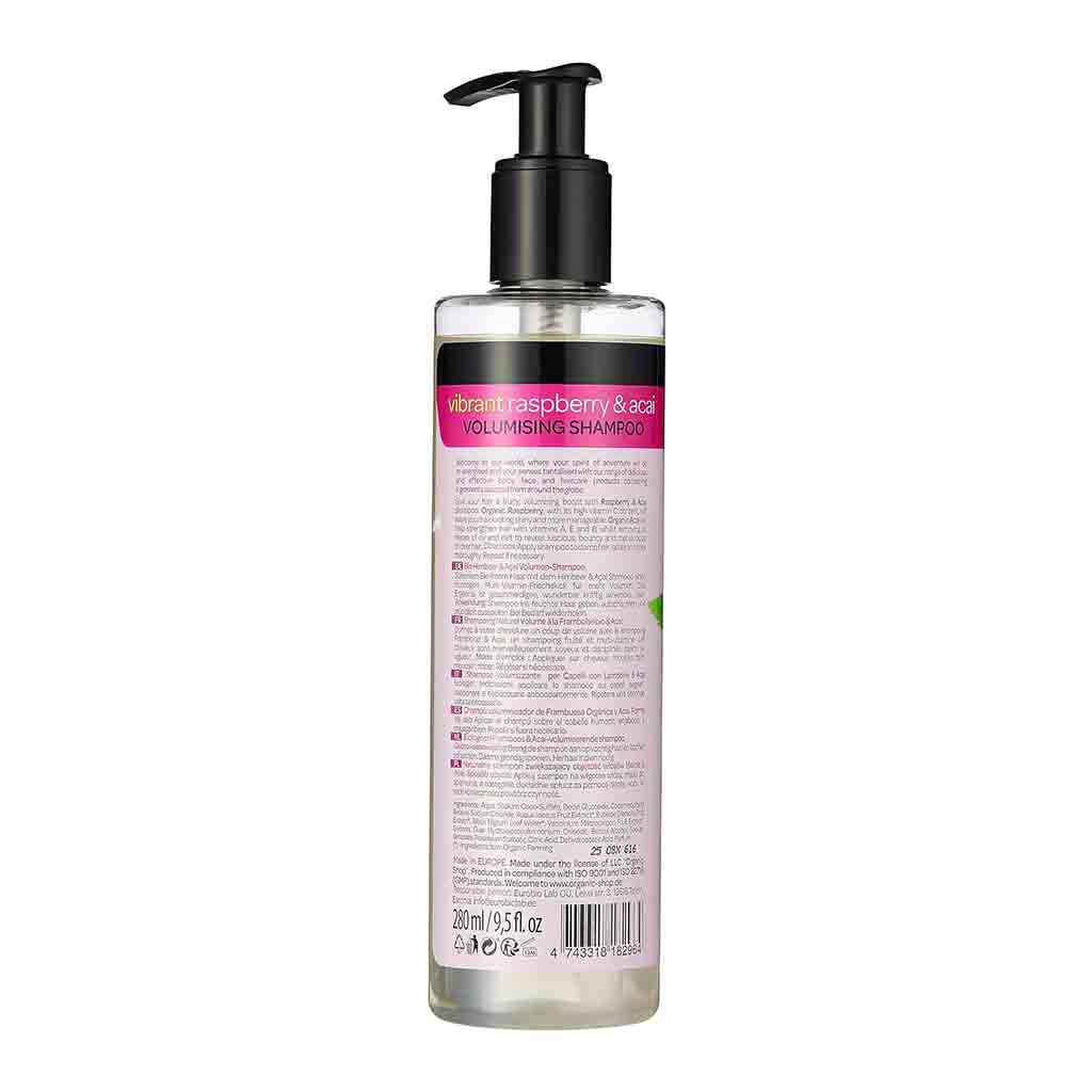 Organic Shop Vibrant Raspberry & Acai Volumising Shampoo 280ml