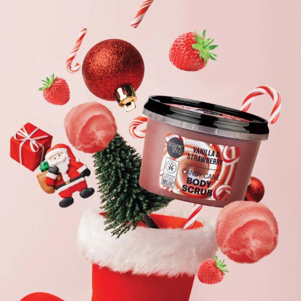 Organic Shop Vanilla & Strawberry Candy Cane Body Scrub 250ml