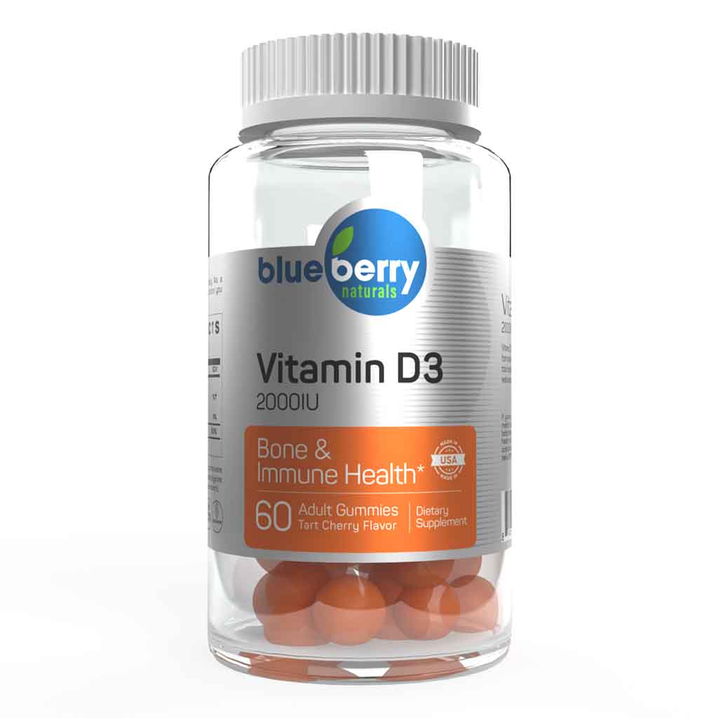 Blueberry Naturals Vitamin D3 2000IU Adult Gummies For Bone Health, Pack of 60’s 