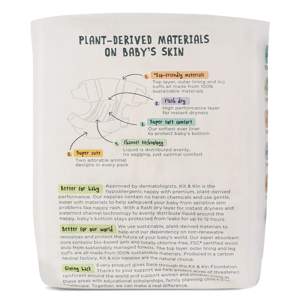 Kit & Kin Eco Friendly Hypoallergenic Size 1 Baby Diapers For 2-5Kg, Pack of 38’s