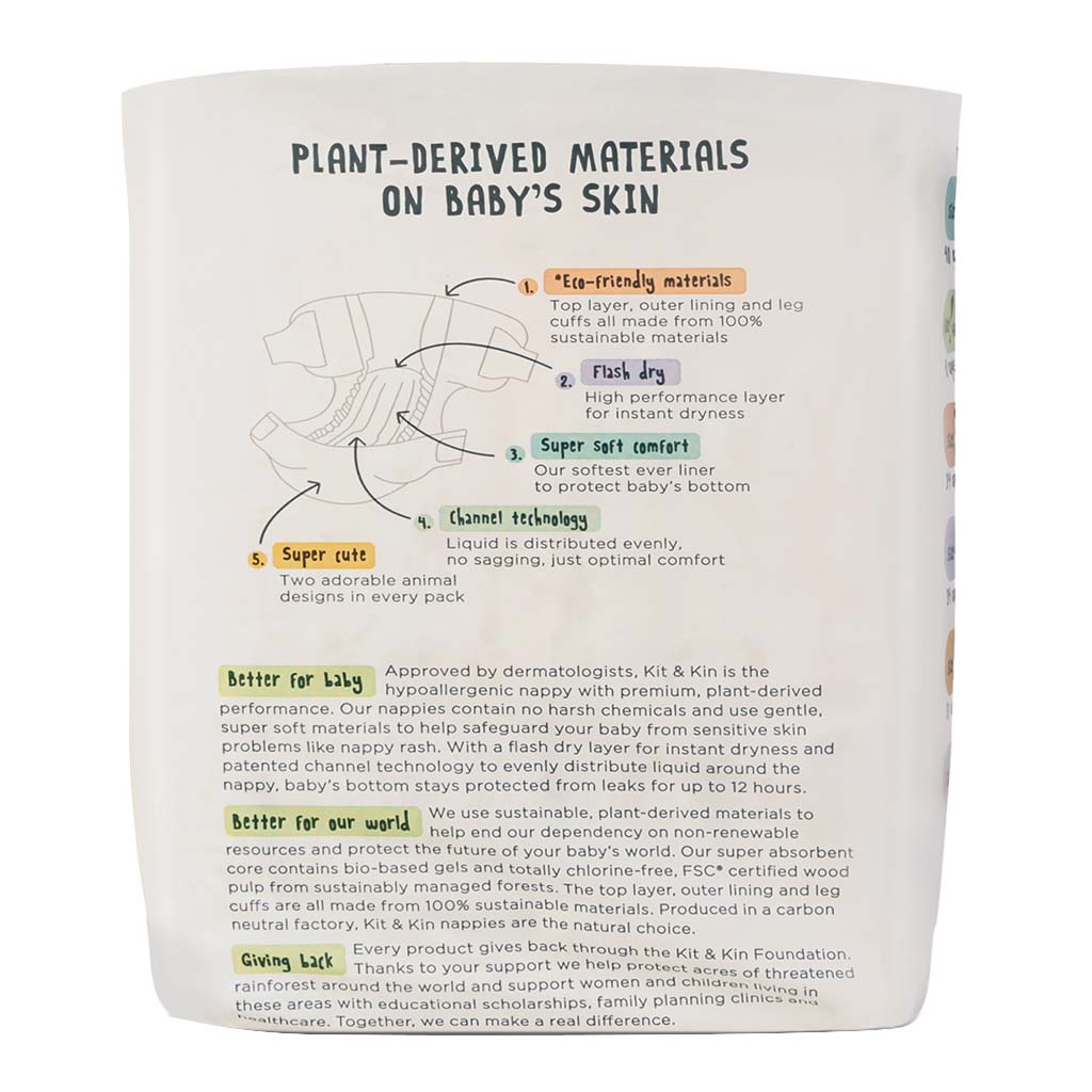 Kit & Kin Eco Friendly Hypoallergenic Size 3 Baby Diapers For 6-10Kg, Pack of 32’s