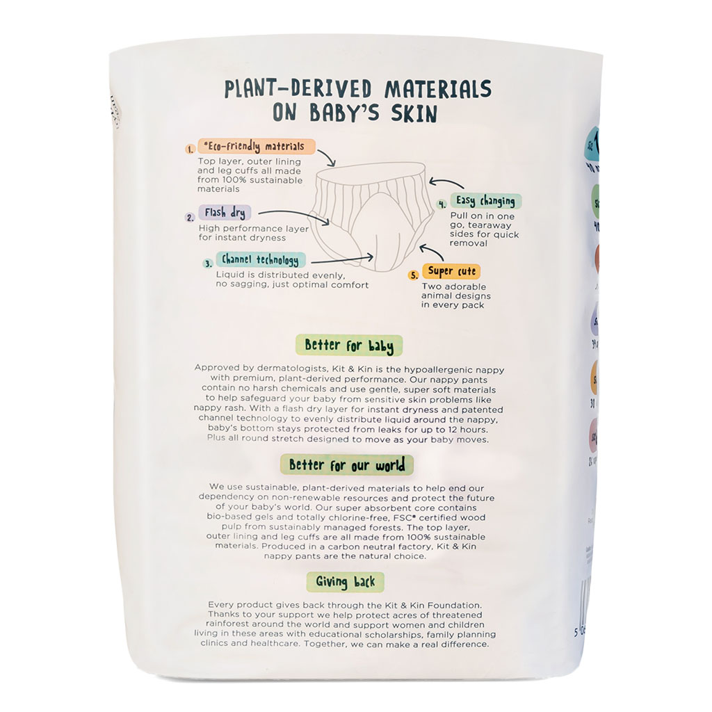 Kit & Kin Eco Friendly Hypoallergenic Size 4 Baby Diapers For 9-14Kg, Pack of 32’s