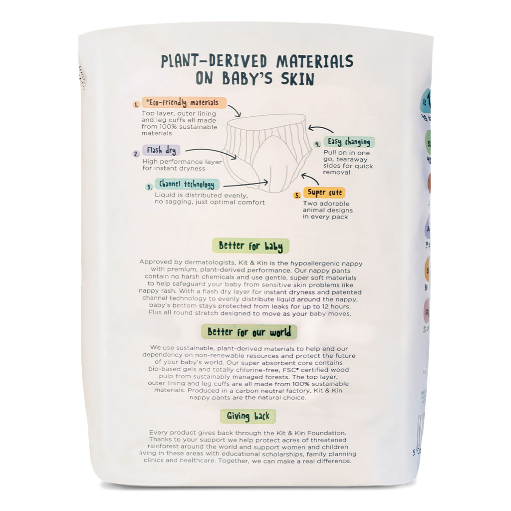 Kit & Kin Eco Friendly Hypoallergenic Size 5 Baby Diapers For 11+ Kg, Pack of 28’s