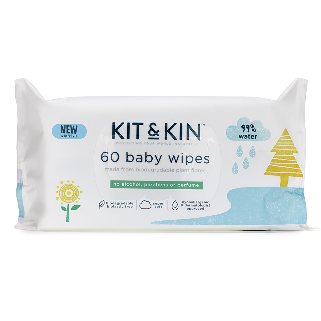 Kit & Kin Biodegradable Baby Wipes, Pack of 60’s