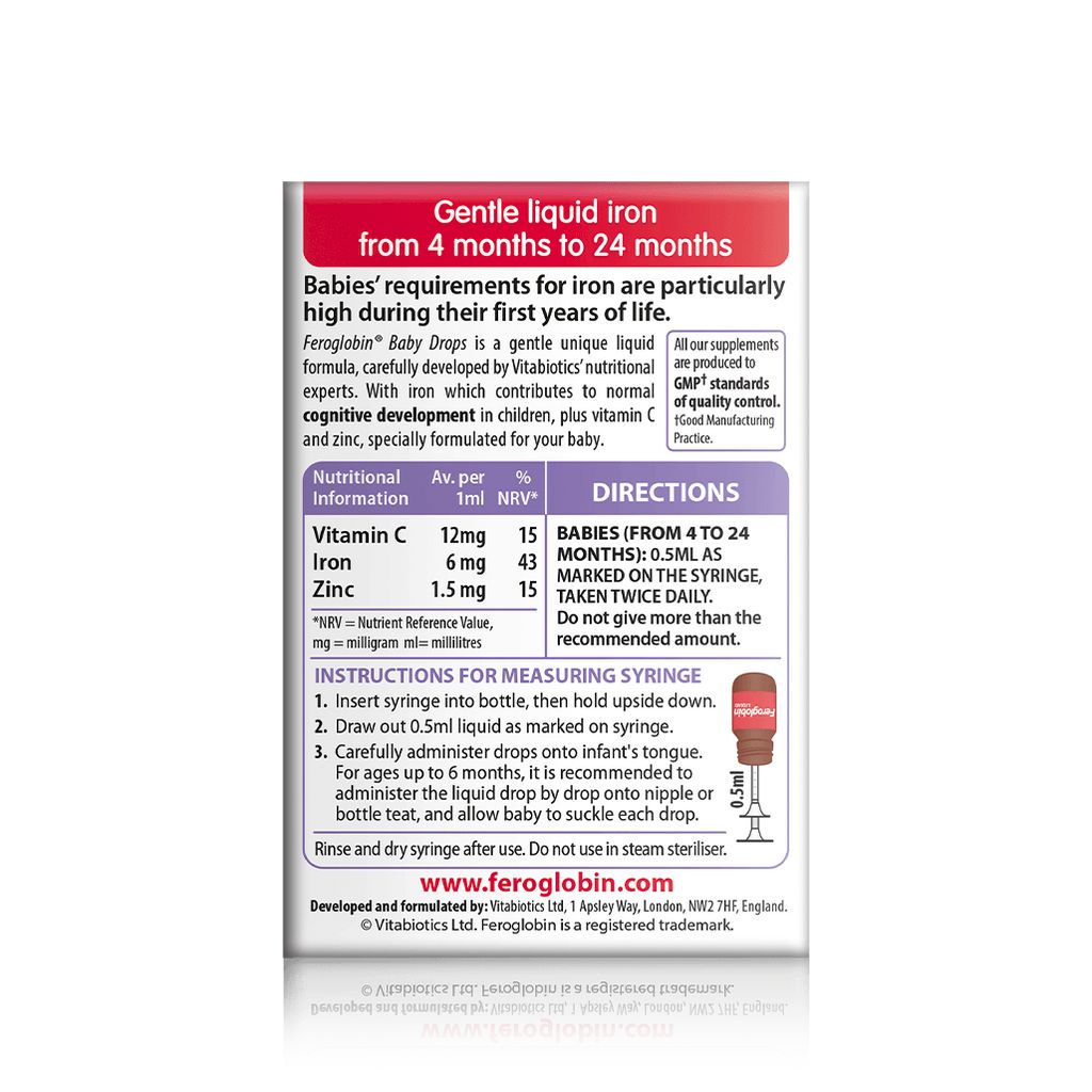 Vitabiotics Feroglobin Iron Supplement Baby Drops 30ml