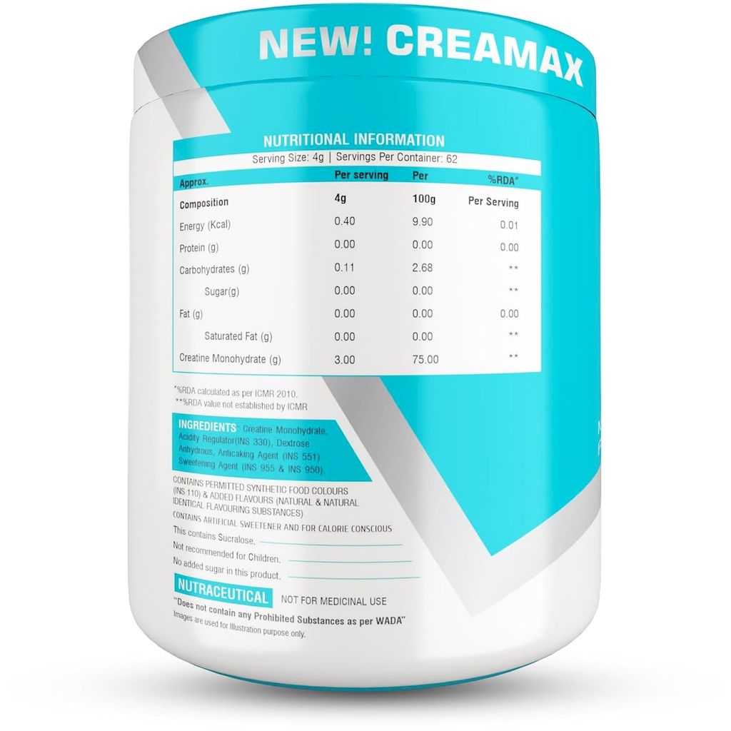 Healthfarm Creamax Creatine Monohydrate Powder - Orange Burst 250g, 62 Servings