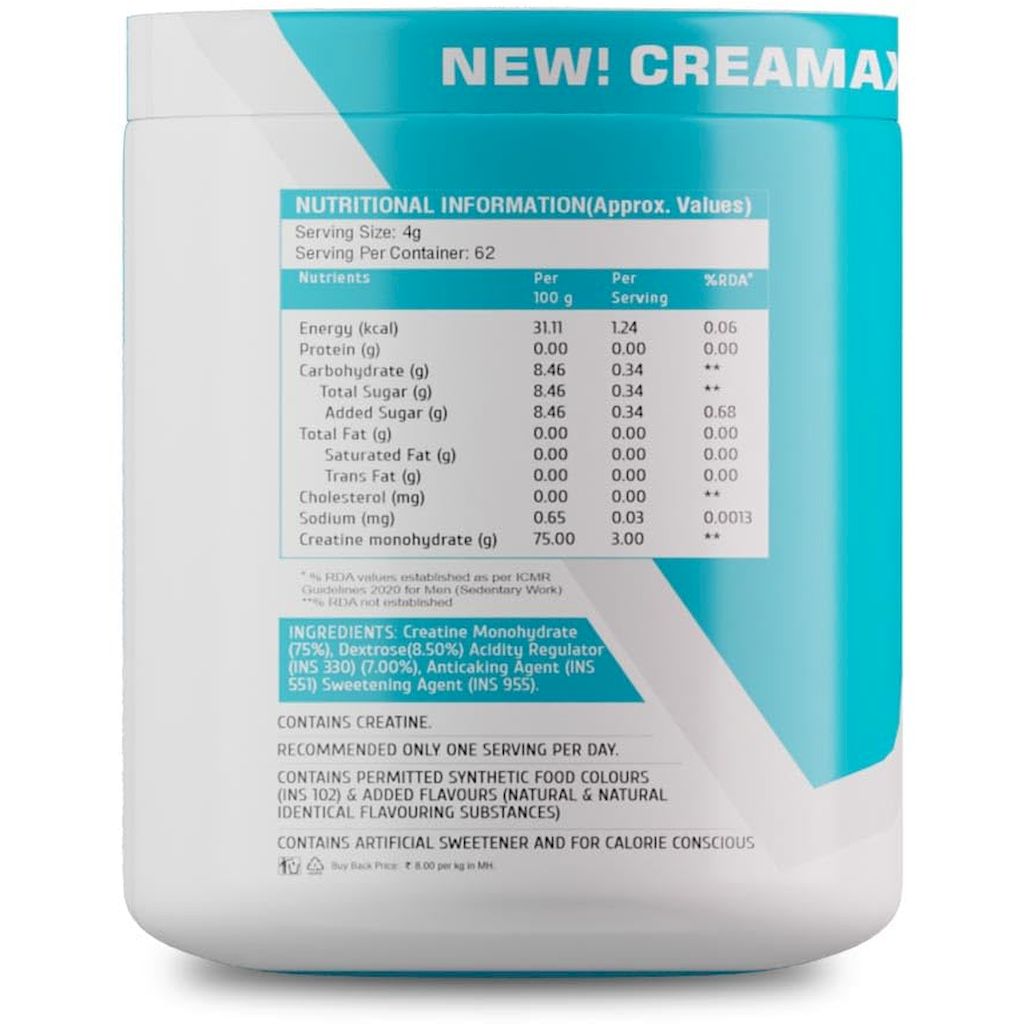 Healthfarm Creamax Creatine Monohydrate Powder - Mango Twist 250g, 62 Servings