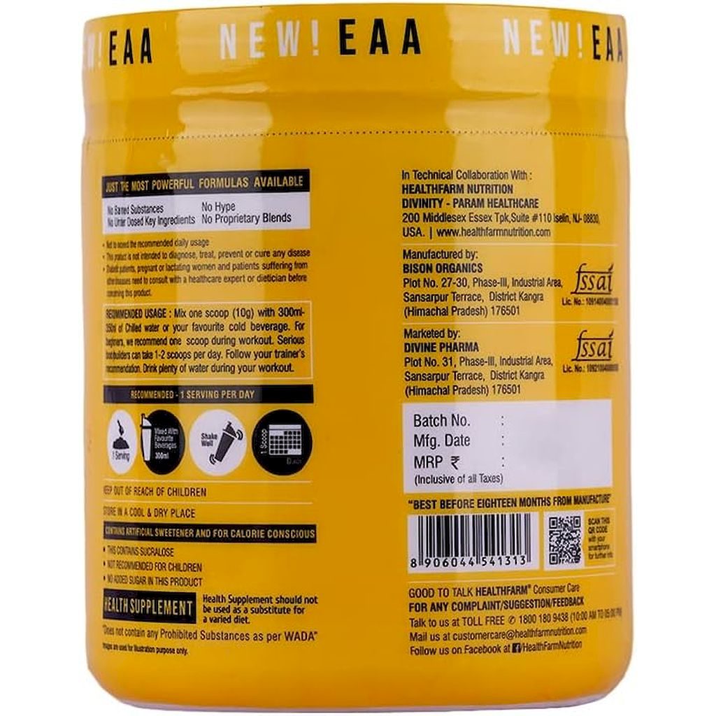 Healthfarm EAA Essential Aminos Supplement - Tango Orange 300g, 30 Servings
