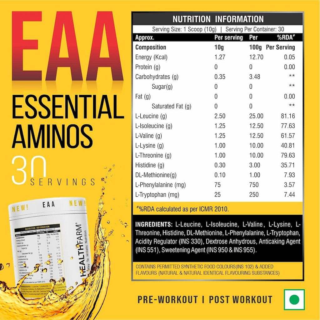 Healthfarm EAA Essential Aminos Supplement - Mango Twist 300g, 30 Servings