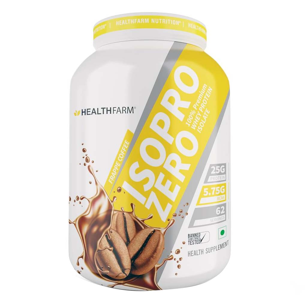 Healthfarm ISO Pro Zero Whey Protein Isolate Powder, Frappe Coffee 2kg - 62 Servings