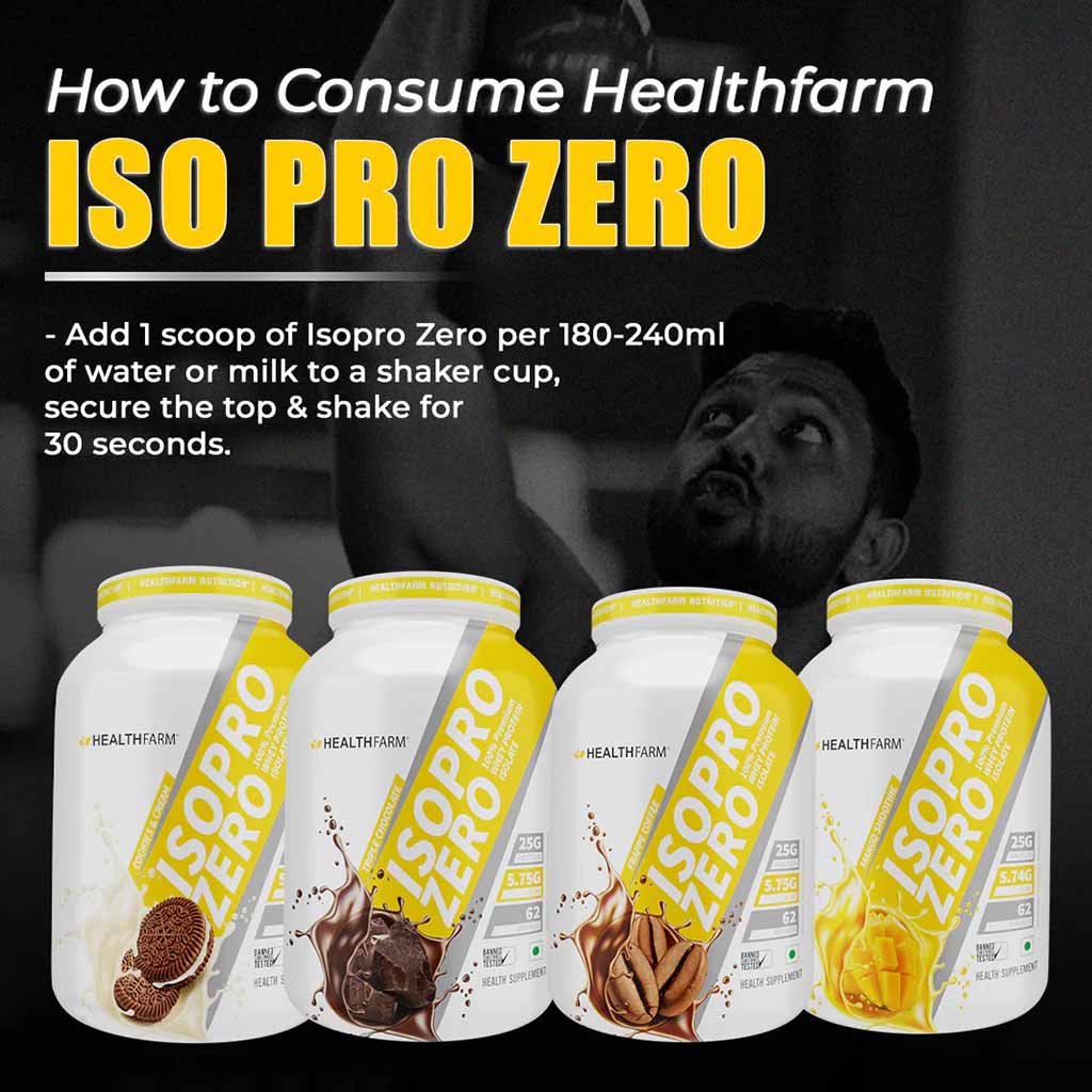 Healthfarm ISO Pro Zero Whey Protein Isolate Powder, Frappe Coffee 2kg - 62 Servings
