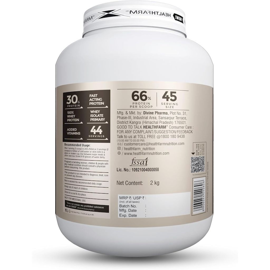 Healthfarm Nitro Fusion Whey Isolate Protein Powder - Chocolate Infinity 2kg - 62 Servings