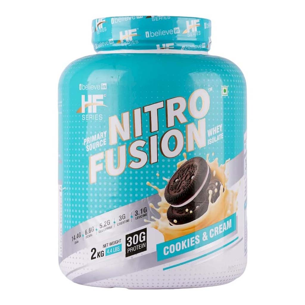 Healthfarm Nitro Fusion Whey Isolate Protein Powder - Cookies & Cream 2kg - 62 Servings