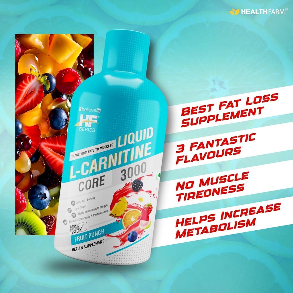 Healthfarm L-Carnitine Core 3000 Liquid - Fruit Punch Flavor, 450ml