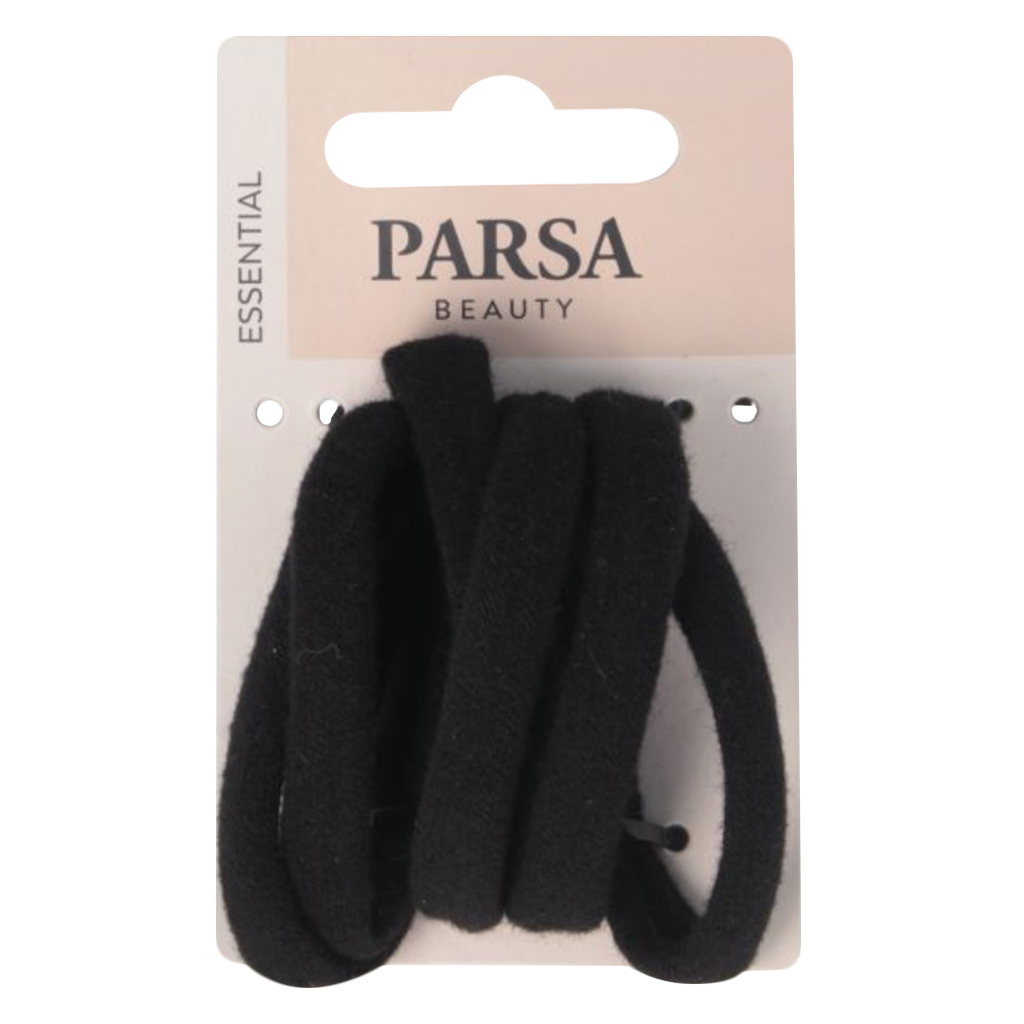 Parsa Beauty Metal Free Soft Hair Tie - Black, Pack of 6’s