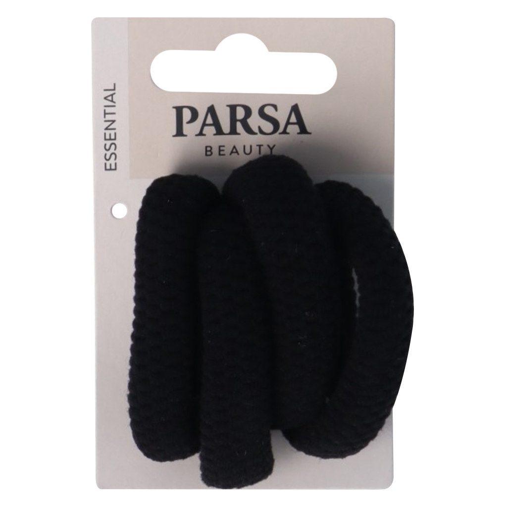 Parsa Beauty Ribbed Soft Hair Tie - Black, Pack of 4’s
