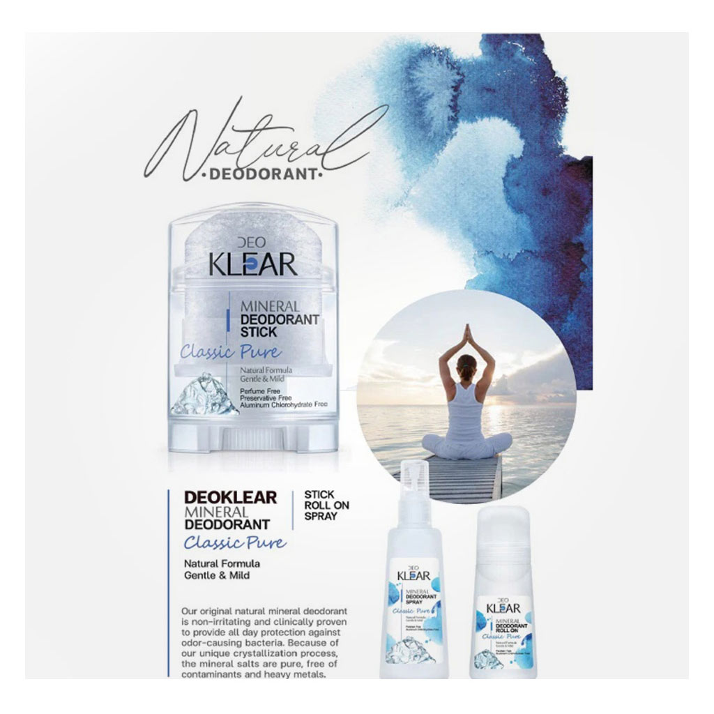 Deo Klear Classic Pure Mineral Deodorant Roll On 65ml